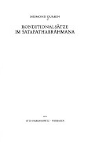 Cover of Konditionalsatze Im Satapathabrahmana