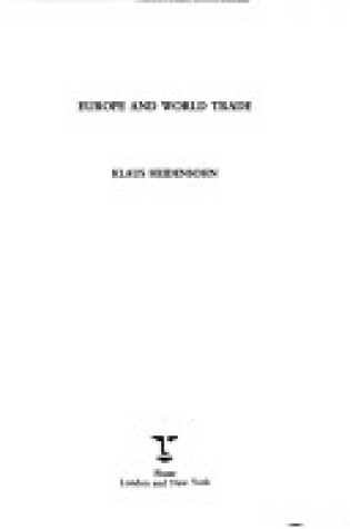 Cover of Europe and World Trade