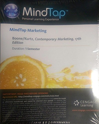 Cover of Mindtap Marketing, 1 Term (6 Months) Printed Access Card for Boone/Kurtz's Contemporary Marketing, 17th