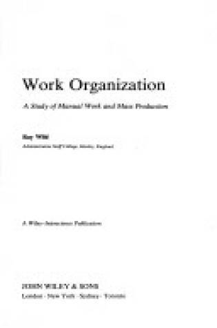 Cover of Work Organization