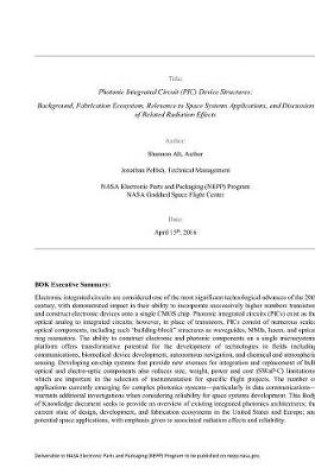 Cover of Photonic Integrated Circuit (Pic) Device Structures