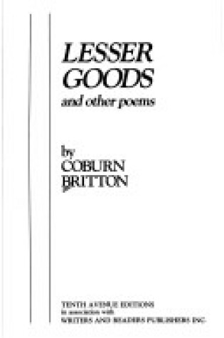 Cover of Lesser Goods and Other Poems