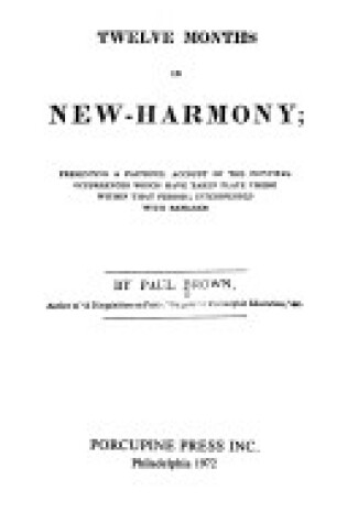Cover of Twelve Months in New Harmony