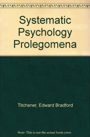 Cover of Systematic Psychology Prolegomena