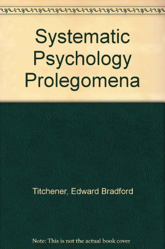 Book cover for Systematic Psychology Prolegomena