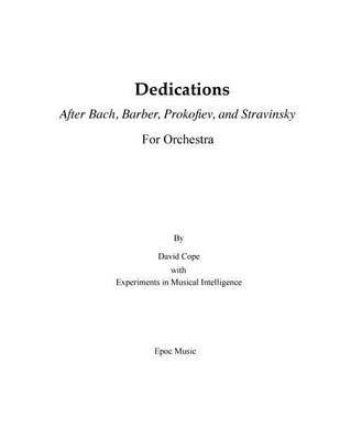 Book cover for Dedications After Bach, Barber, Prokofiev, Stravinsky