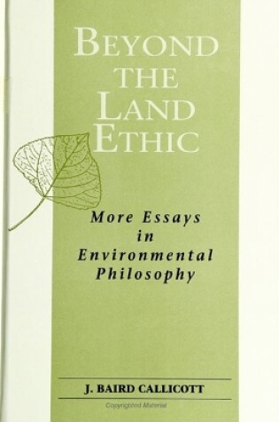 Cover of Beyond the Land Ethic