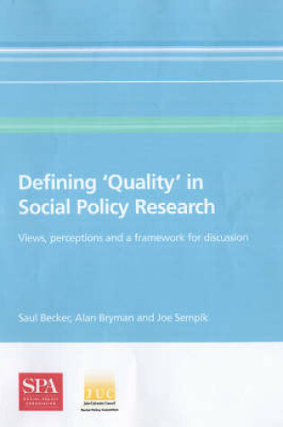 Cover of Defining 'Quality' in Social Policy Research