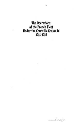 Cover of The Operations of the French Fleet under the Count De Grasse