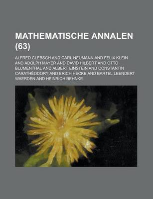 Book cover for Mathematische Annalen (63 )