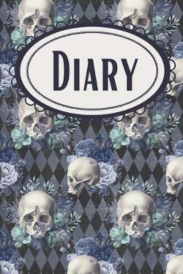 Book cover for Gothic Diamonds Blue Floral Skull Diary