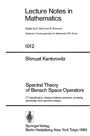 Cover of Spectral Theory of Banach Space Operators