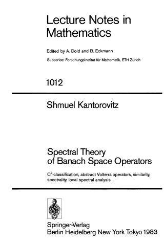 Cover of Spectral Theory of Banach Space Operators