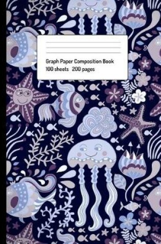 Cover of Undersea Creatures Composition Notebook with 5x5 Graph Paper, Blue
