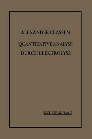 Cover of Quantitative Analyse durch Elektrolyse
