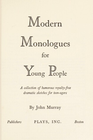 Cover of Modern Monologues for Young People