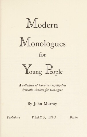 Book cover for Modern Monologues for Young People