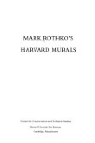 Cover of Mark Rothko's Harvard Murals