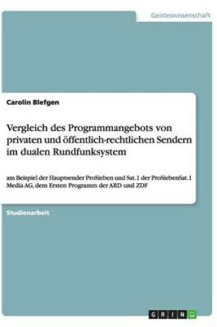 Cover of Vergleich des Programmangebots von privaten und oeffentlich-rechtlichen Sendern im dualen Rundfunksystem