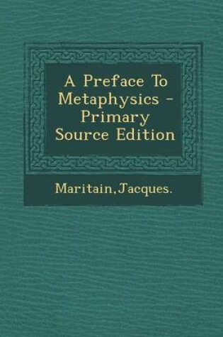 Cover of A Preface to Metaphysics