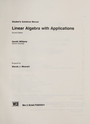 Book cover for Student Solutions Manual: Ssm Linear Algebra W/App