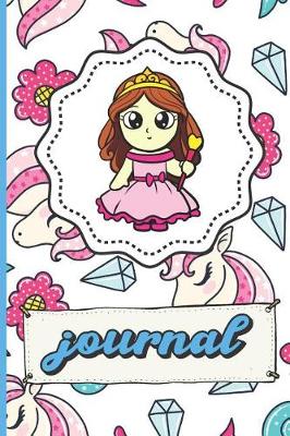 Book cover for Princess Unicorns Diamonds Hearts And Flowers Journal