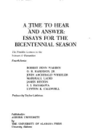 Cover of Time to Hear and Answer