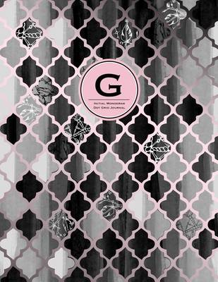 Book cover for Initial G Monogram Journal - Dot Grid, Moroccan Black, White & Blush Pink