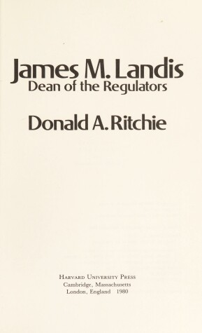 Book cover for James M.Landis