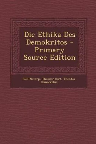 Cover of Die Ethika Des Demokritos