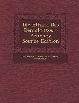 Book cover for Die Ethika Des Demokritos