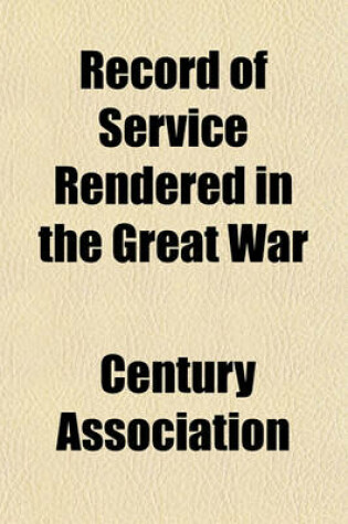 Cover of Record of Service Rendered in the Great War