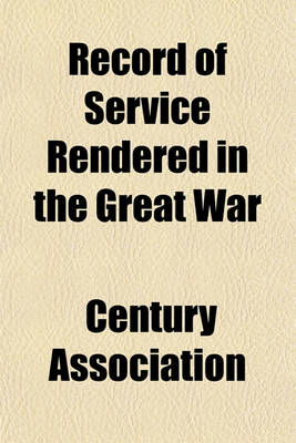 Book cover for Record of Service Rendered in the Great War