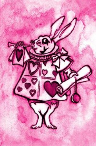 Cover of Alice in Wonderland Watercolour Journal - White Rabbit With Trumpet (Pink)