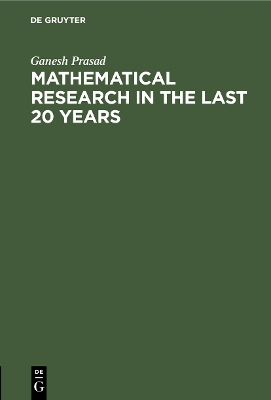 Book cover for Mathematical Research in the last 20 years