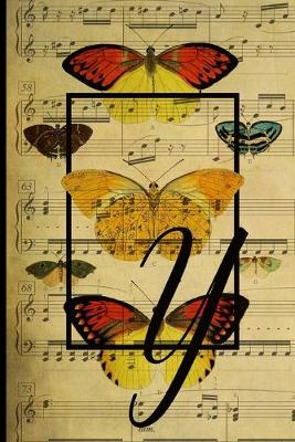 Book cover for Letter "Y" - Monogram Butterfly Music Journal - Blank Score Sheets