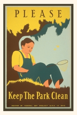 Book cover for Vintage Journal Please Keep the Park Clean, Boy with Net