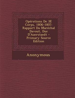 Book cover for Operations de 3e Corps, 1806-1807