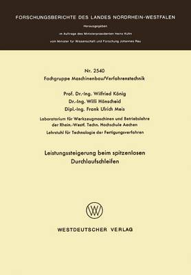 Cover of Leistungssteigerung Beim Spitzenlosen Durchlaufschleifen