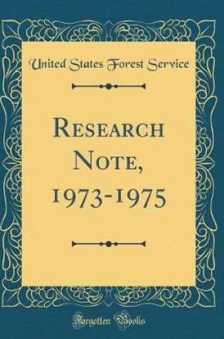Cover of Research Note, 1973-1975 (Classic Reprint)