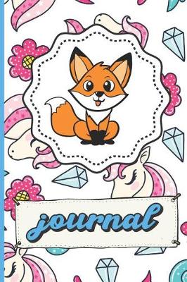 Book cover for Fox Unicorns Diamonds Hearts And Flowers Journal