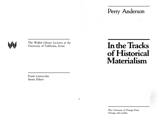 Cover of Anderson: in the Tracks of Historical Materialism