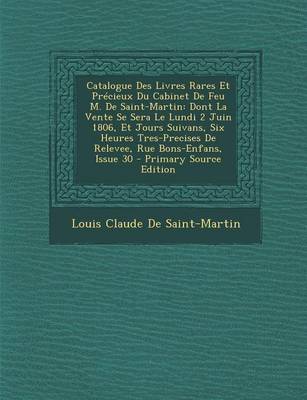 Book cover for Catalogue Des Livres Rares Et Precieux Du Cabinet de Feu M. de Saint-Martin