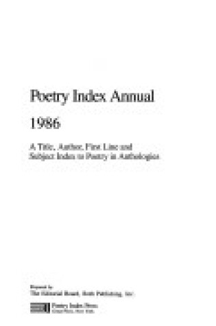 Cover of Poetry Index Annual, 1986