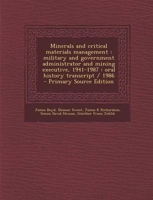 Book cover for Minerals and Critical Materials Management