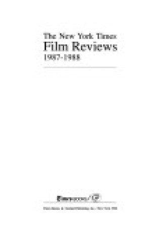 Cover of Nyt Film Reviews 1987-1988 V16