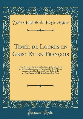 Book cover for Timee de Locres En Grec Et En Francois