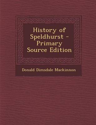 Book cover for History of Speldhurst