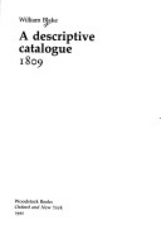 Cover of A Descriptive Catalogue