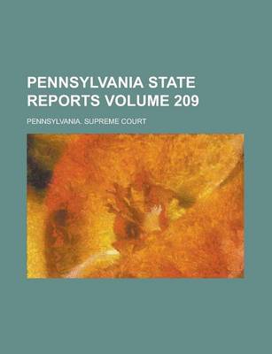 Book cover for Pennsylvania State Reports Volume 209